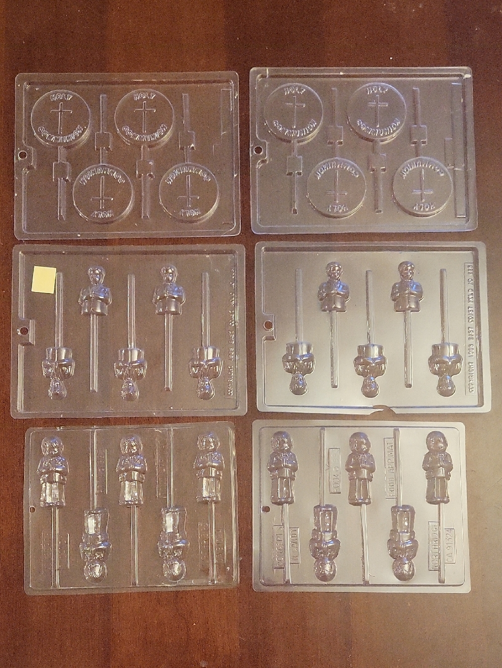Lot of 6 Holy Communion Plastic Candy Molds - Praying Boy & Communion Lollipop
